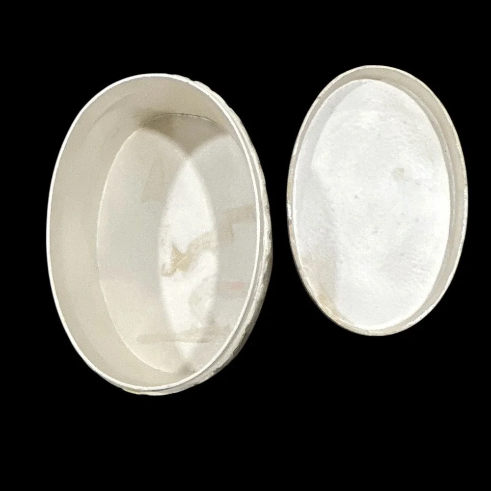 Vtg Unique Capiz Shell Oval Trinket Jewelry Makeup Box Nautical Beach Decor